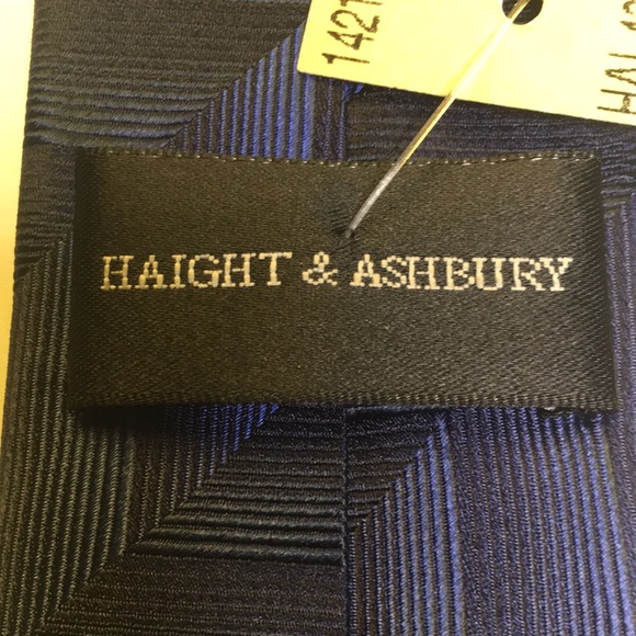 Haight & Ashbury blue/black multi-stripe diagonal striped narrow tie. 100% silk - Picture 7 of 10